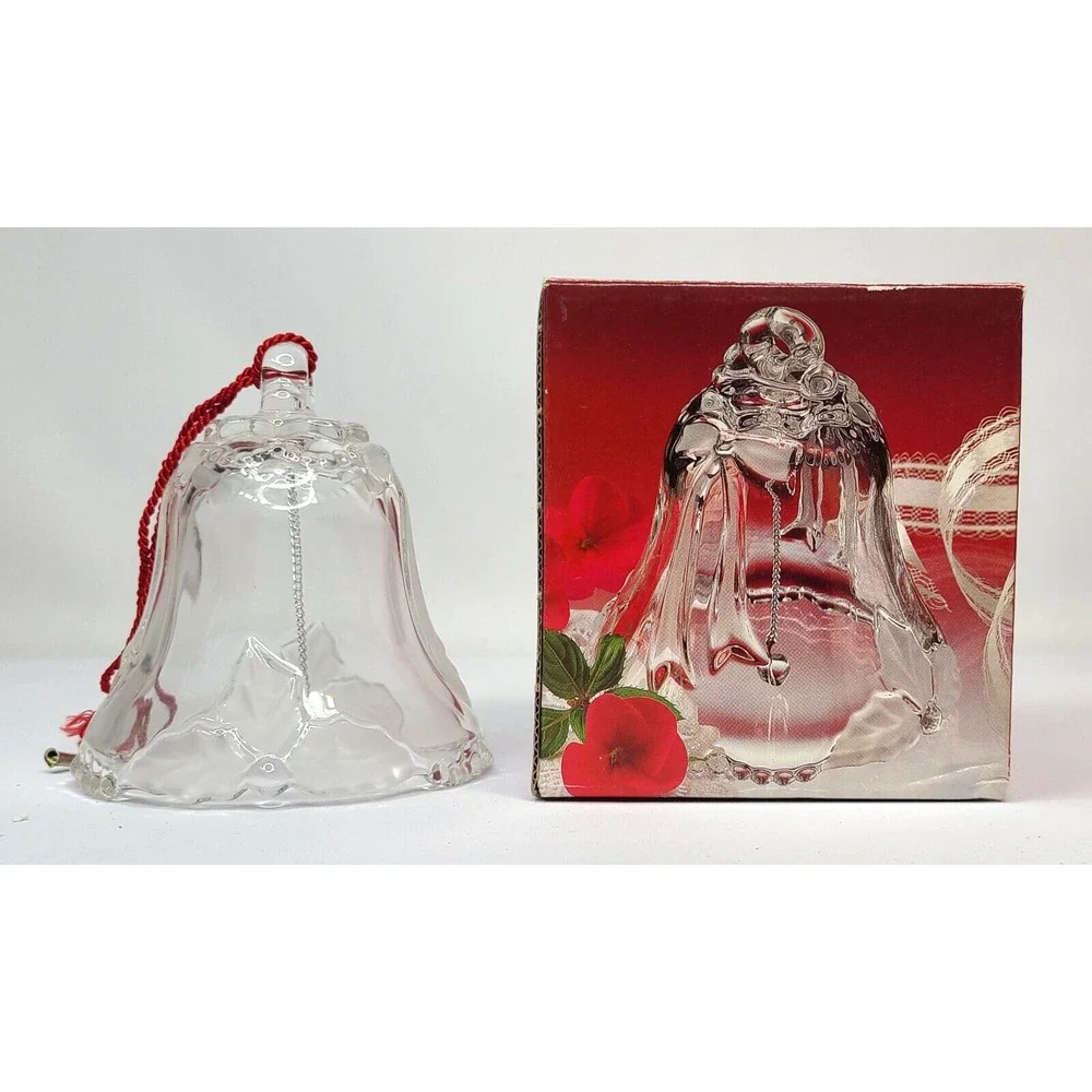 Vintage Mikasa Crystal Fiesta Holiday Bell Christmas Ornament Clear 4.5